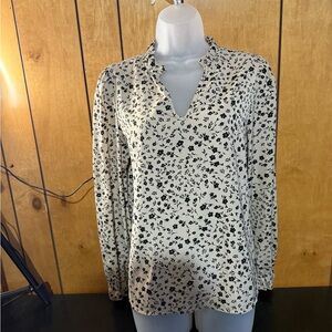SHEIN Black and White Floral Blouse